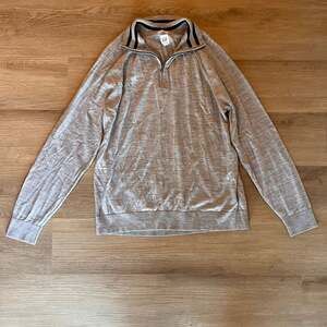 GAP 100% Merino Wool Grey Mens Quarter-Zip Layering Winter Sweater, size XL